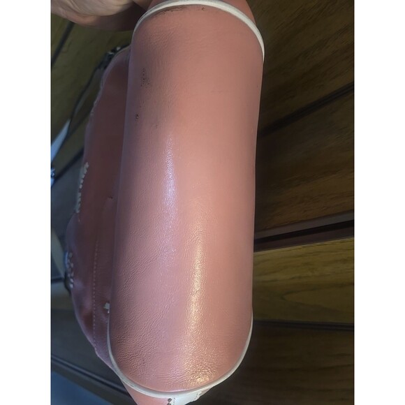 Patricia Nash Brindisi Leather Bucket Bag Pink Aztec Lacing Cinch Crossbody - Picture 15 of 16